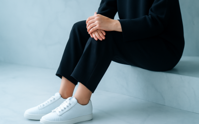 Peut-on associer des chaussures blanches à une tenue toute noire ?